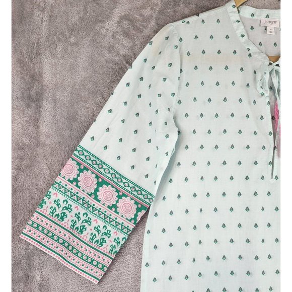 J Crew Beach Dress Womens Small Green Pink Paisley Tasseled Cover Up Midi - Picture 9 of 11